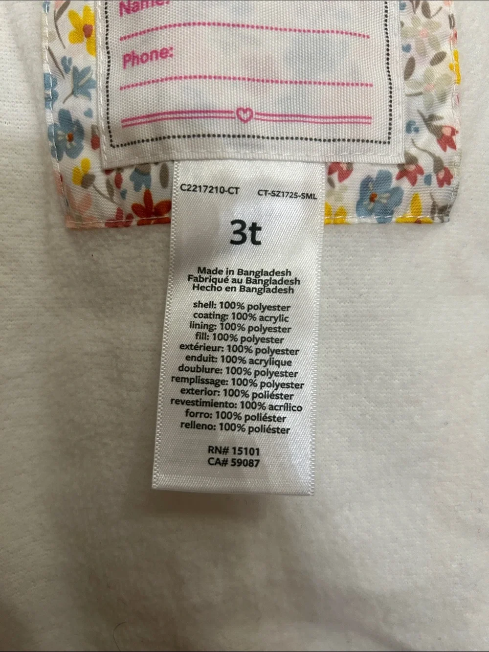 Carter’s Girls Floral Print Hooded Coat, Fleece Lined Hood, Puffer Style